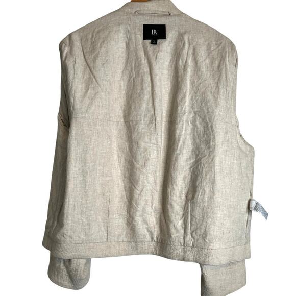 BANANA REPUBLIC Bella Bomber Jacket Cotton Linen Full Front Zip Cream W's Large - Picture 9 of 11